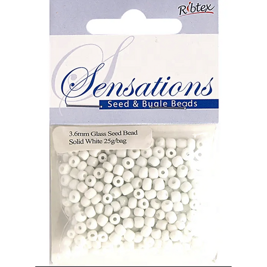 Solid White Seed Beads Glass, 3.6mm size 6/0, Pack of 25gm, Jewellery Making, Beading, Craft