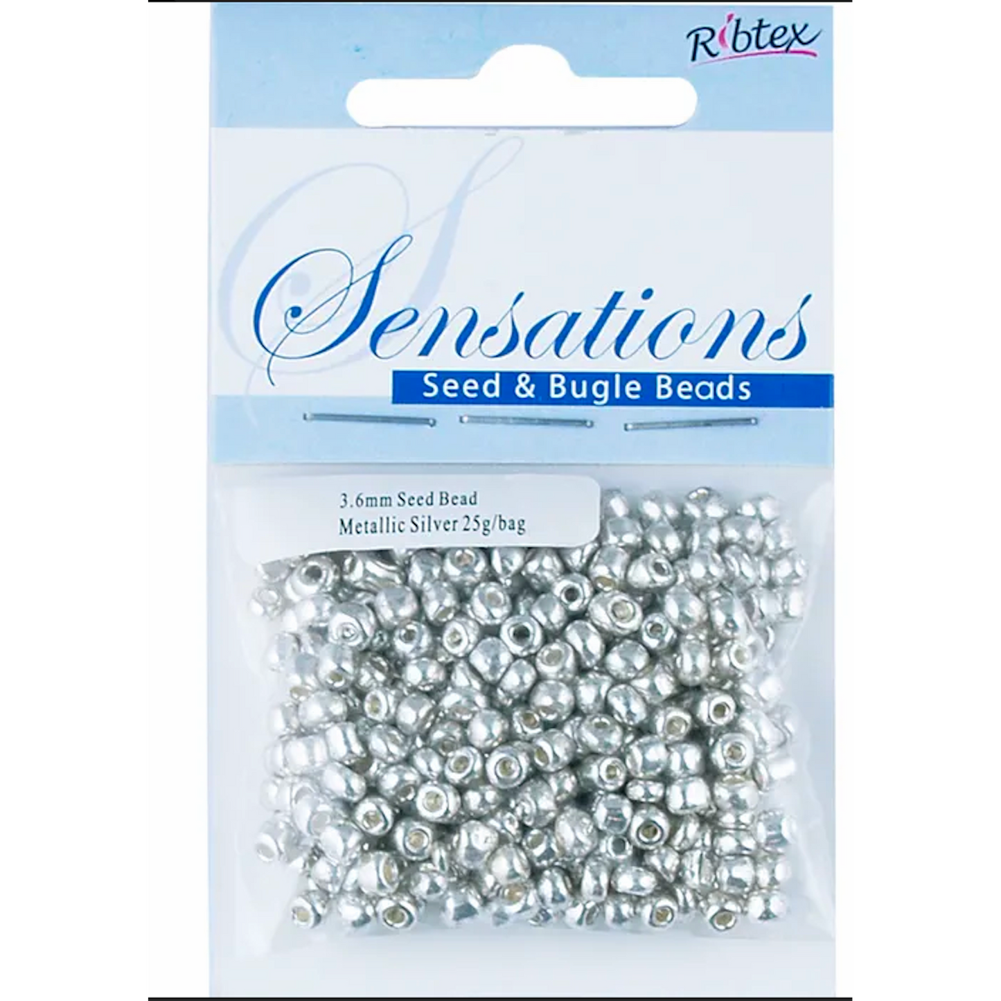 Metallic Silver Seed Beads Glass, 3.6mm size 6/0, Gloss, Pack of 25gm, Jewellery Making, Beading, Craft