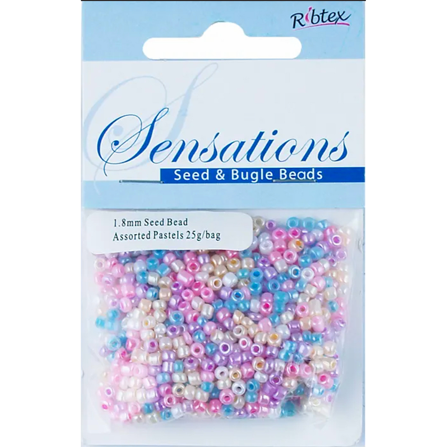 Glass Seed Beads, Assorted Rainbow Pastels, 1.8mm pack of 25gm