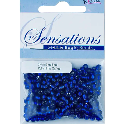 Glass Seed Beads Cobalt Blue 3.6mm size 6/0 25g, Ribtex Sensations, Jewellery Making, Beading, Craft
