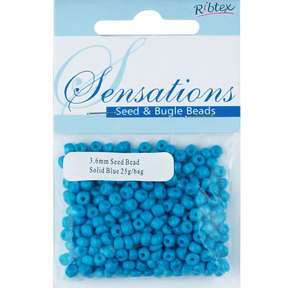 Solid Blue Seed Beads Glass, 3.6mm size 6/0, Pack of 25gm, Jewellery Making, Beading, Craft