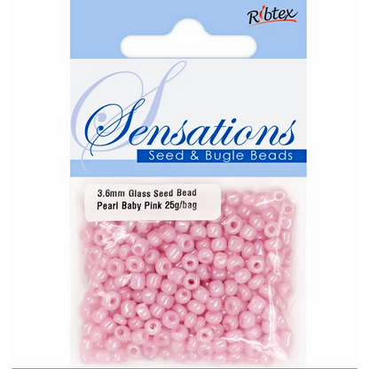 Pearl Baby Pink Glass Seed Beads 3.6mm size 6/0 25g, Ribtex Sensations, Jewellery Making, Beading, Craft