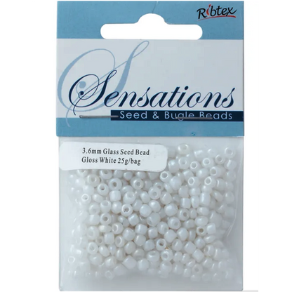 White Seed Beads Glass, 3.6mm size 6/0, Gloss, 25gm, Jewellery Making, Beading, Craft
