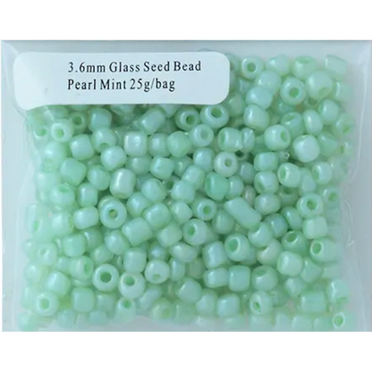 Glass Seed Beads Pearl Mint Green 3.6mm size 6/0 25g, Jewellery Making, Beading, Craft