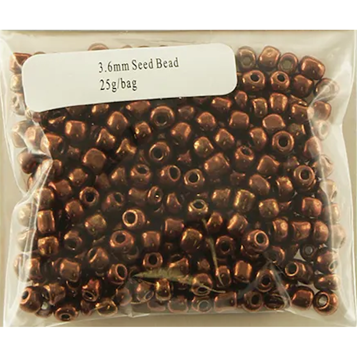 Glass Seed Beads Copper colour 3.6mm size 6/0 25g