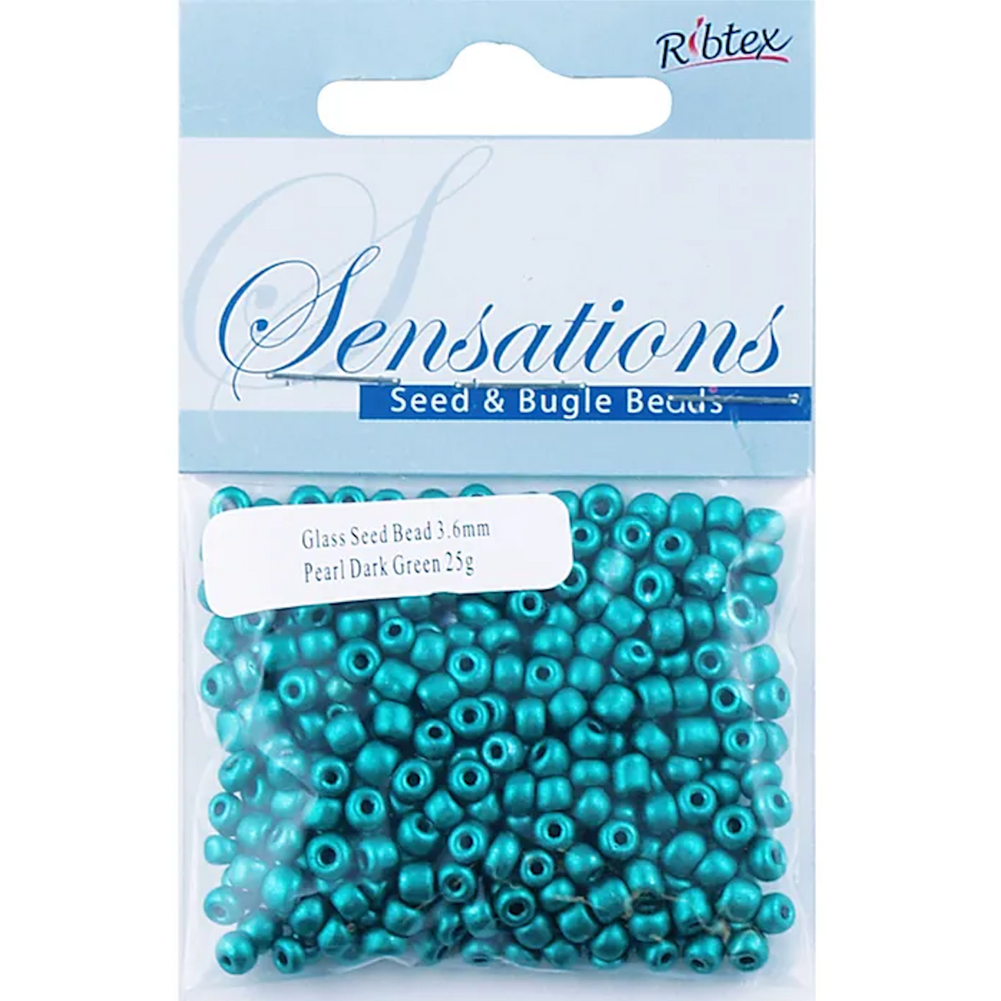 Glass Seed Beads Pearl Dark Green 3.6mm size 6/0 25g, Ribtex Sensations, Jewellery Making, Beading, Craft
