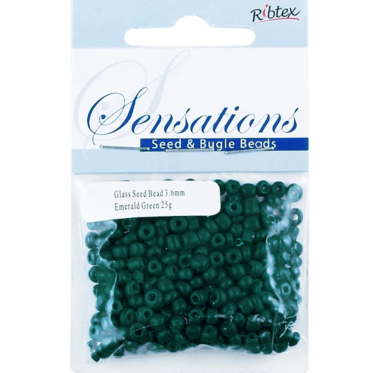 Glass Seed Beads Emerald Green 3.6mm size 6/0 25g, Ribtex Sensations, Jewellery Making, Beading, Craft