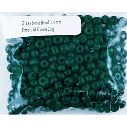 Glass Seed Beads Emerald Green 3.6mm size 6/0 25g, Ribtex Sensations, Jewellery Making, Beading, Craft