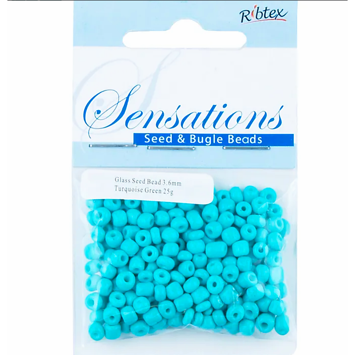 Glass Seed Beads Turquoise Green 3.6mm size 6/0 25g, Ribtex Sensations, Jewellery Making, Beading, Craft