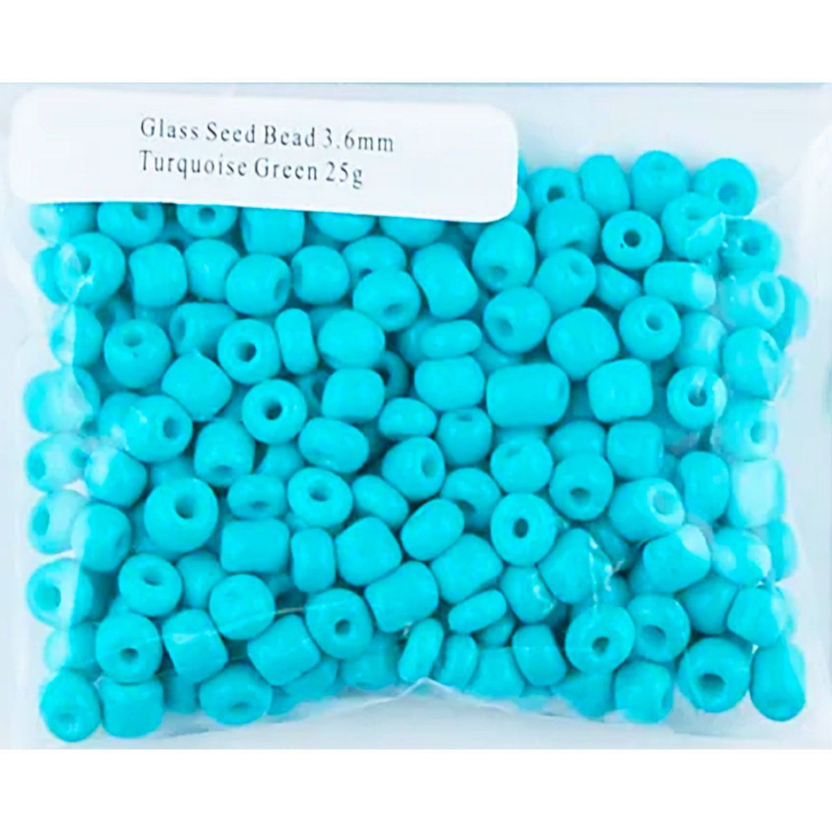Glass Seed Beads Turquoise Green 3.6mm size 6/0 25g, Ribtex Sensations, Jewellery Making, Beading, Craft