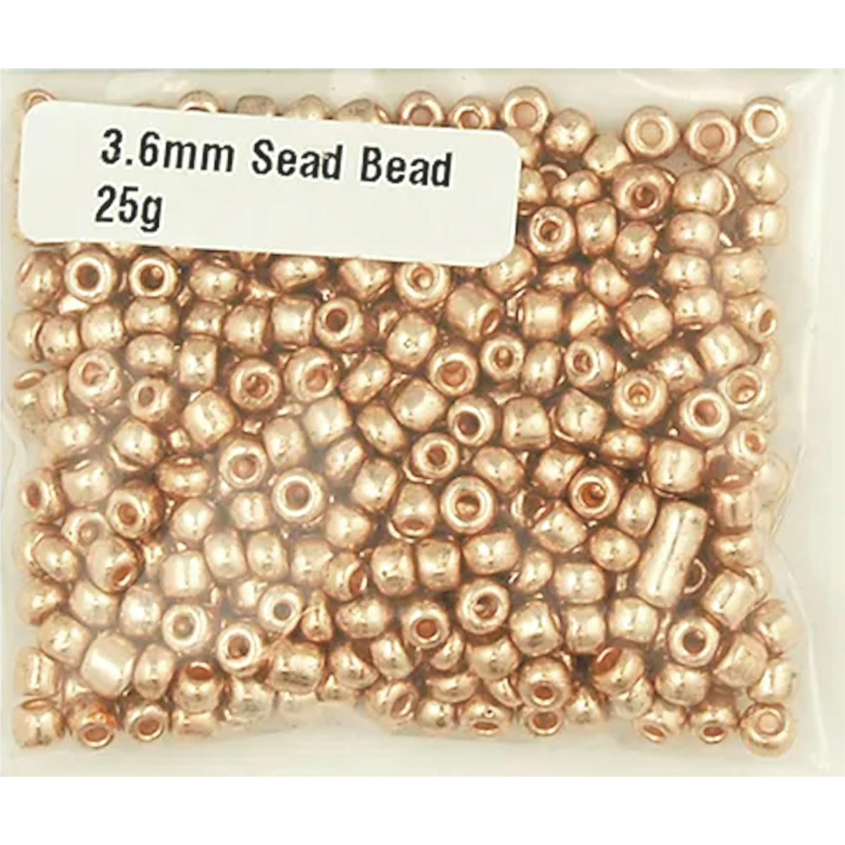 Glass Seed Beads Rose Gold 3.6mm size 6/0 25g, Ribtex Sensations, Jewellery Making, Beading, Craft