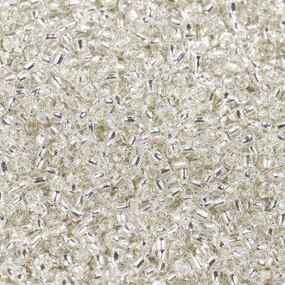 White Glass Seed Beads, Round, Silver Lined, 12/0 2mm, 1mm hole, bag of 30gm approx 2000 beads