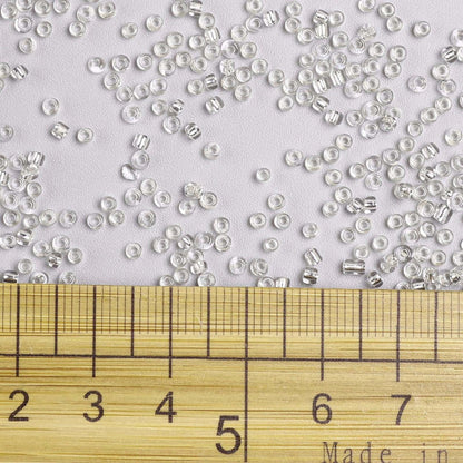 White Glass Seed Beads, Round, Silver Lined, 12/0 2mm, 1mm hole, bag of 30gm approx 2000 beads