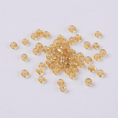 Pale Goldenrod Gold Glass Seed Beads, Round, Silver Lined, 12/0 2mm, 1mm hole, 30gm approx 2000