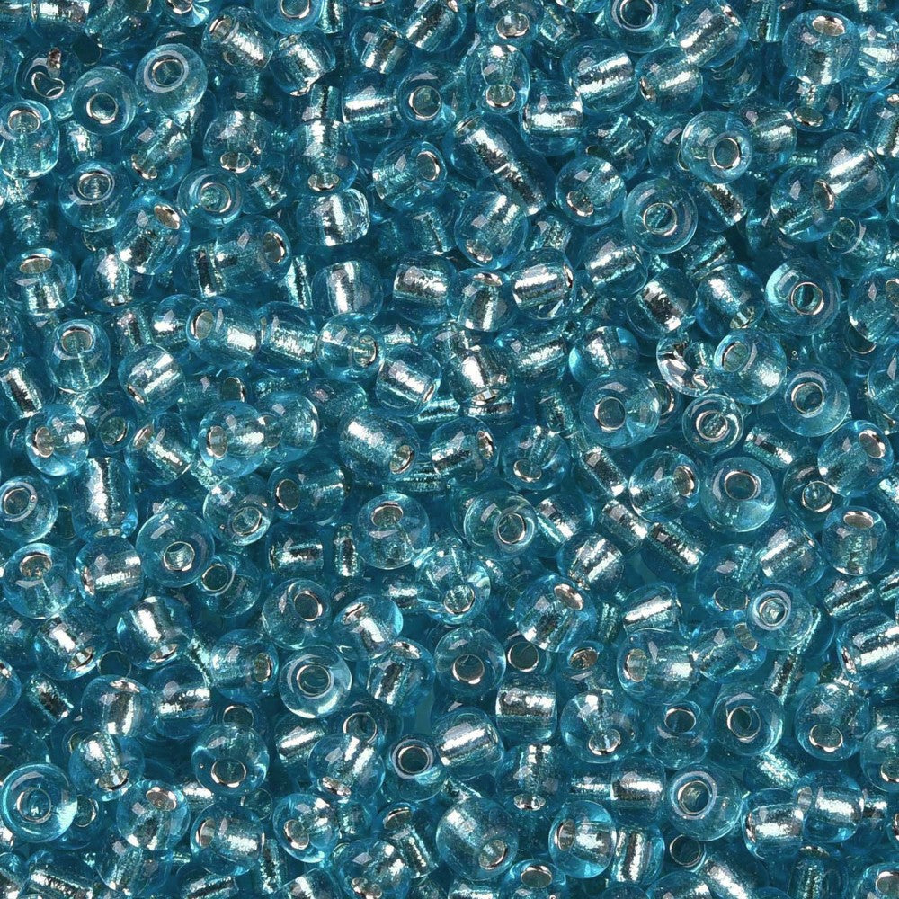 Pale Turquoise Glass Seed Beads, Round, Silver Lined, 12/0 2mm, 1mm hole, 30gm approx 2000 beads