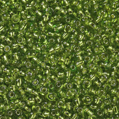Lime Green Glass Seed Beads, Round, Silver Lined, 12/0 2mm, 1mm hole, 30gm approx 2000 beads