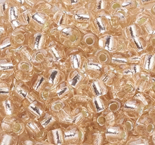 Light orange-brown Glass Seed Beads, Round, Silver Lined, 12/0 2mm, 1mm hole, 30gm approx 2000 beads