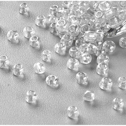 Clear Transparent Glass Seed Beads 3mm, Lustered, hole 1mm, 40gm approx 1000 beads
