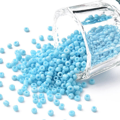 Light Sky Blue Glass Seed Beads, Opaque, 2mm, bag of 30gm approx 2000 beads, 1mm hole