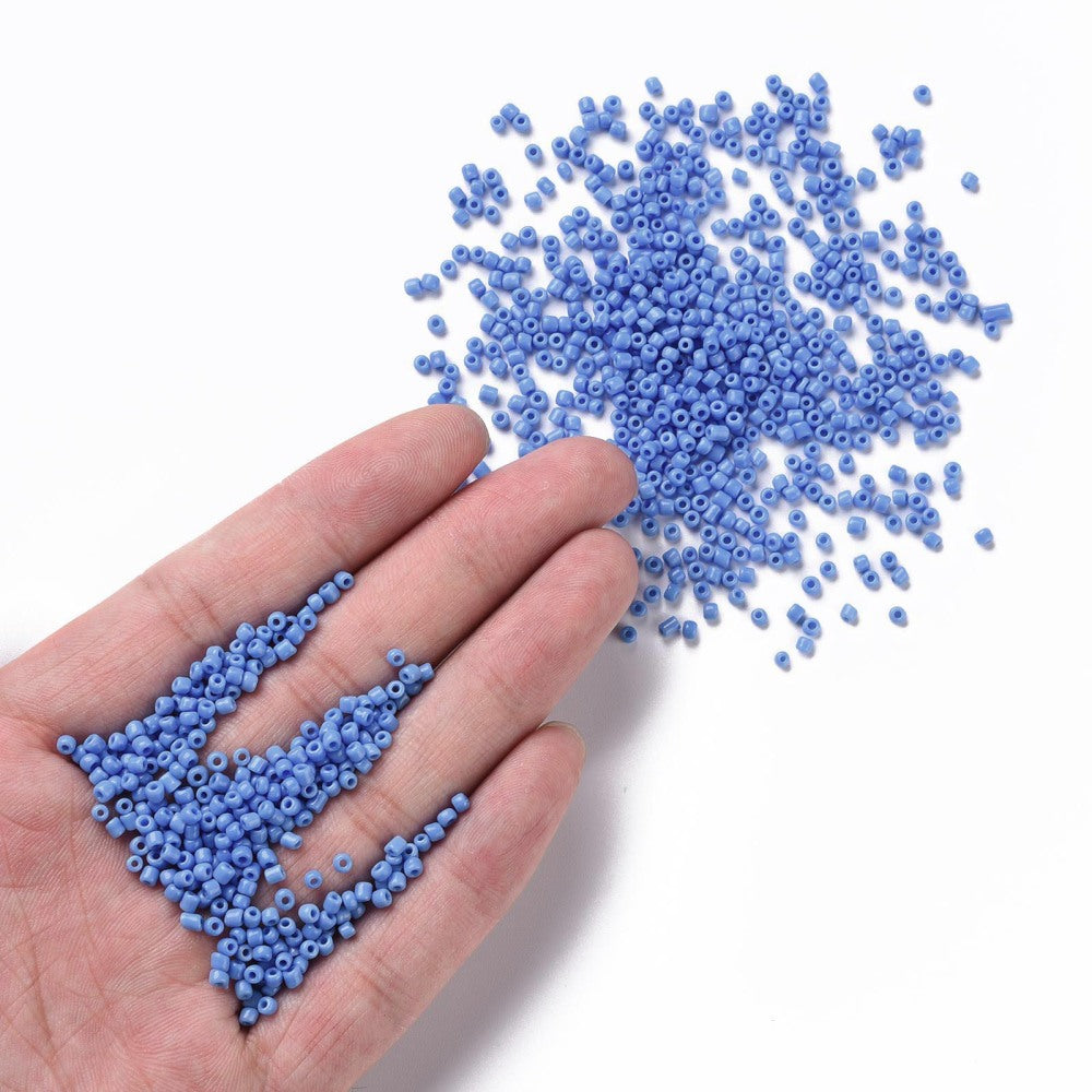 Cornflower Blue Glass Seed Beads, Opaque, 2mm 1mm hole, bag of 30gm approx 2000 beads