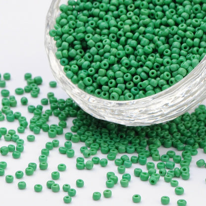 Pale Green Glass Seed Beads, Opaque, 2mm, 1mm hole, 30gm approx 2000 beads