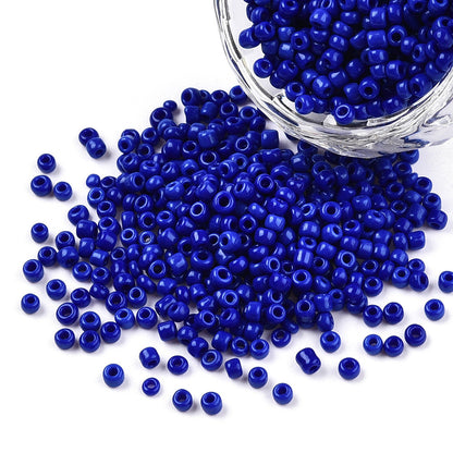 Blue Glass Seed Beads, Round, size 12/0 2mm, 1mm hole, 30gm approx 2000 beads