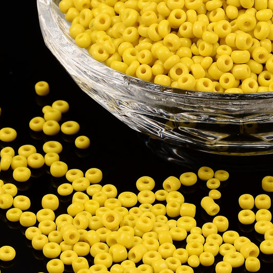 Yellow Glass Seed Beads  8/0, 3mm, Hole:1mm Pack of 650x