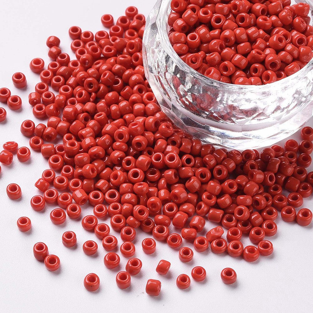 Red Glass Seed Beads  8/0, 3mm, Hole:1mm Pack of 650x