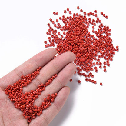 Red Glass Seed Beads  8/0, 3mm, Hole:1mm Pack of 650x