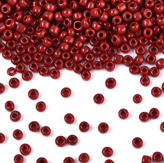 Red Crimson Glass Seed Beads  8/0, 3mm, Hole:1mm Pack of 650x
