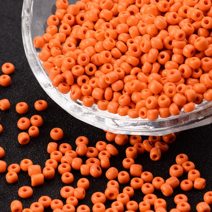 Rich Orange Glass Seed Beads  8/0, 3mm, Hole:1mm Pack of 650x