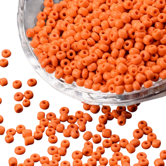Rich Orange Glass Seed Beads  8/0, 3mm, Hole:1mm Pack of 650x
