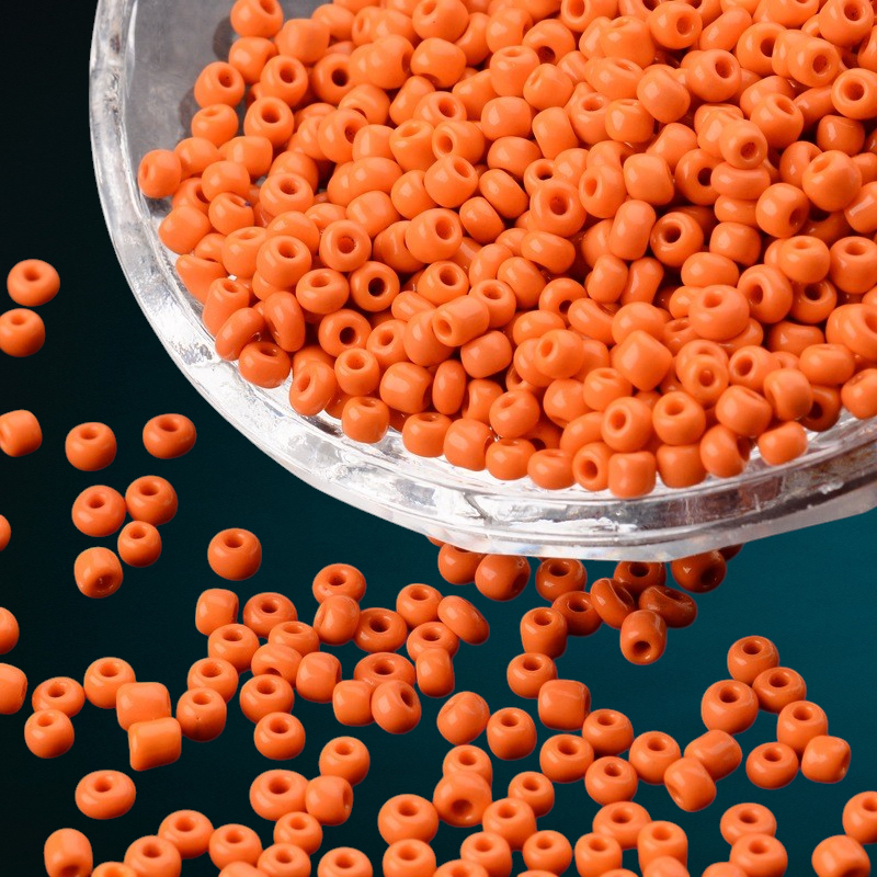 Rich Orange Glass Seed Beads  8/0, 3mm, Hole:1mm Pack of 650x