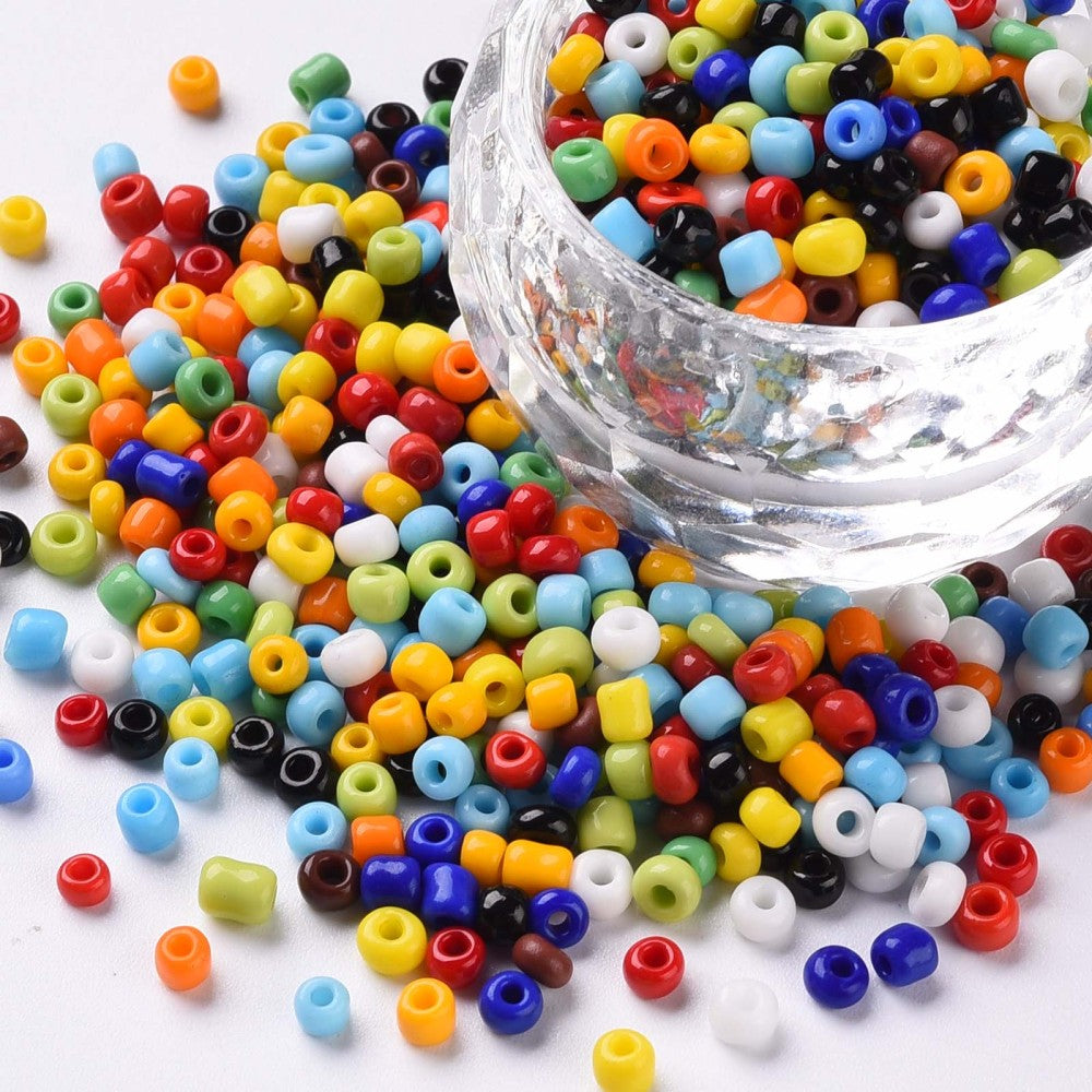 Multicolour Mix Glass Seed Beads  8/0, 3mm, Hole:1mm Pack of 650x