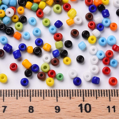 Multicolour Mix Glass Seed Beads  8/0, 3mm, Hole:1mm Pack of 650x