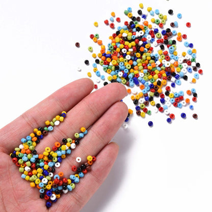 Multicolour Mix Glass Seed Beads  8/0, 3mm, Hole:1mm Pack of 650x