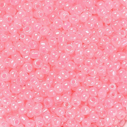 Pink Glass Seed Beads 3mm, Ceylon, hole 1mm, 40gm approx 1000 beads, pearl lustre finish