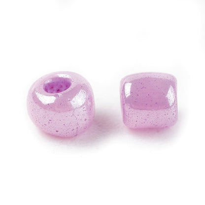 Pink Orchid Glass Seed Beads 3mm, Ceylon, hole 1mm, 40gm approx 1000 beads, pearl lustre finish