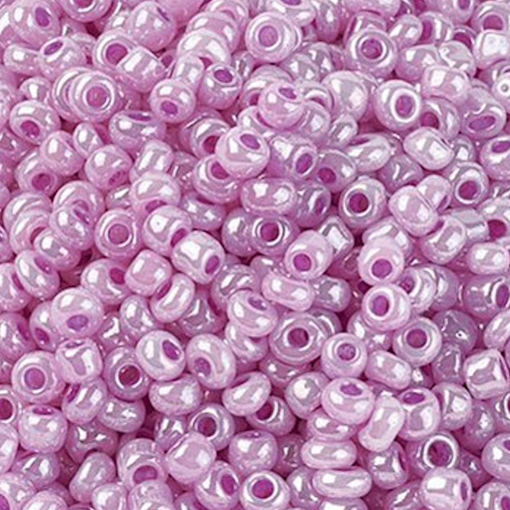 Pink Orchid Glass Seed Beads 3mm, Ceylon, hole 1mm, 40gm approx 1000 beads, pearl lustre finish