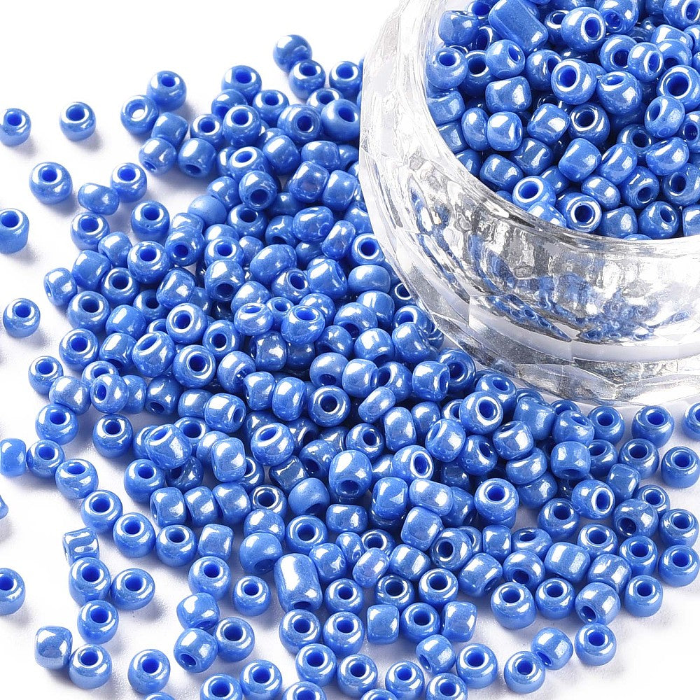 Cornflower Blue Glass Seed Beads 3mm, Opaque Lustre, hole 1mm 40gm, approx 1000