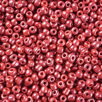 Red Glass Seed Beads 3mm, Opaque Lustre, hole 1mm 40gm, approx 1000 beads