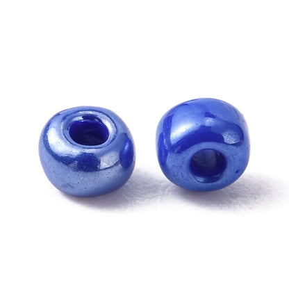 Blue Glass Seed Beads 3mm, Opaque Lustre, hole 1mm 40gm, approx 1000 beads