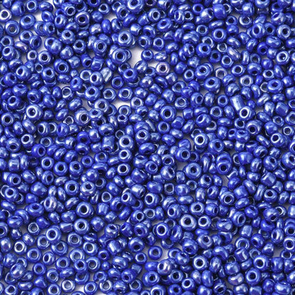 Blue Glass Seed Beads 3mm, Opaque Lustre, hole 1mm 40gm, approx 1000 beads