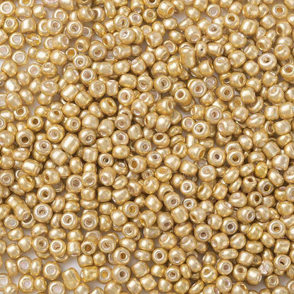 Gold Metallic Glass Seed Beads  8/0, 3mm, Hole:1mm Pack of 650x