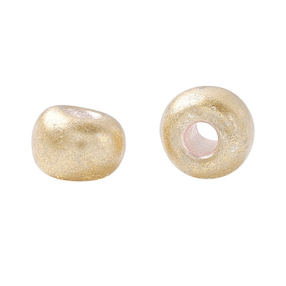 Gold Metallic Glass Seed Beads  8/0, 3mm, Hole:1mm Pack of 650x