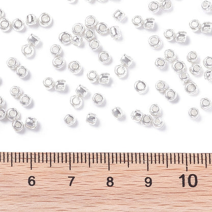 Silver Metallic Glass Seed Beads  8/0, 3mm, Hole:1mm Pack of 650x
