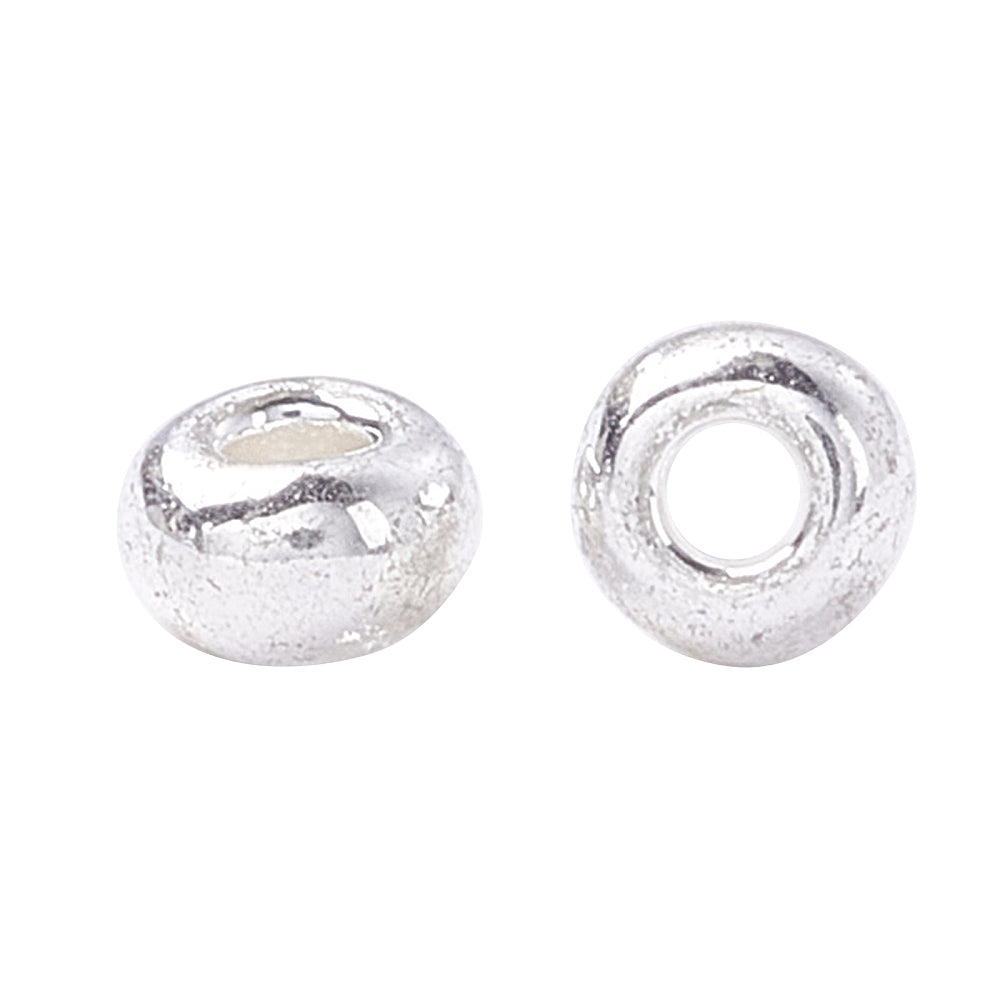Silver Metallic Glass Seed Beads  8/0, 3mm, Hole:1mm Pack of 650x