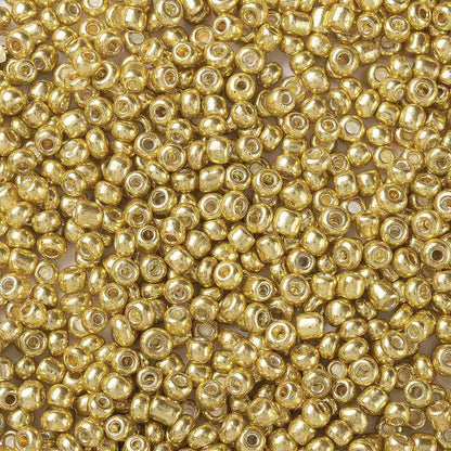 Gold Metallic Glass Seed Beads  8/0, 3mm, Hole:1mm Pack of 650x