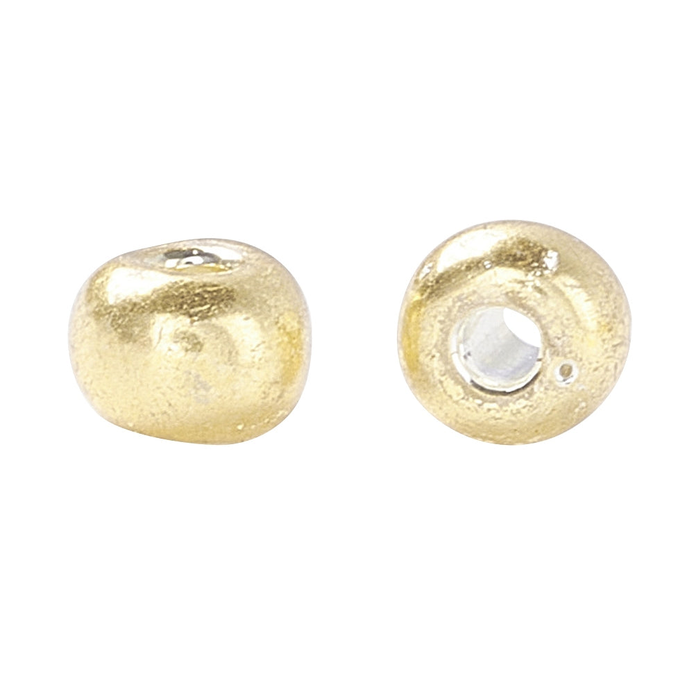 Gold Metallic Glass Seed Beads  8/0, 3mm, Hole:1mm Pack of 650x