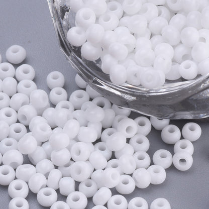 White Glass Seed Beads Opaque, 3mm, hole 1mm, 30gm approx 650 beads
